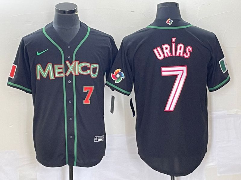 Men 2023 World Cub Mexico #7 Urias Black white Nike MLB Jersey41